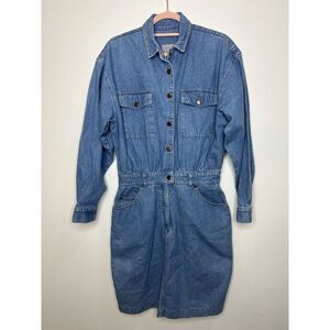 Vintage Gotcha Covered Dress 14 Denim Western 90s USA Button Front Jean Jumper L
